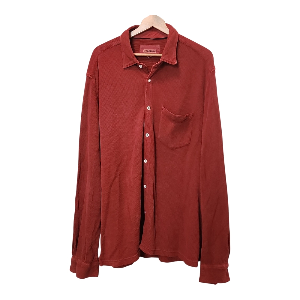NWOT 32BarBlues Brick Red Waffle Weave Button-Down Shirt
